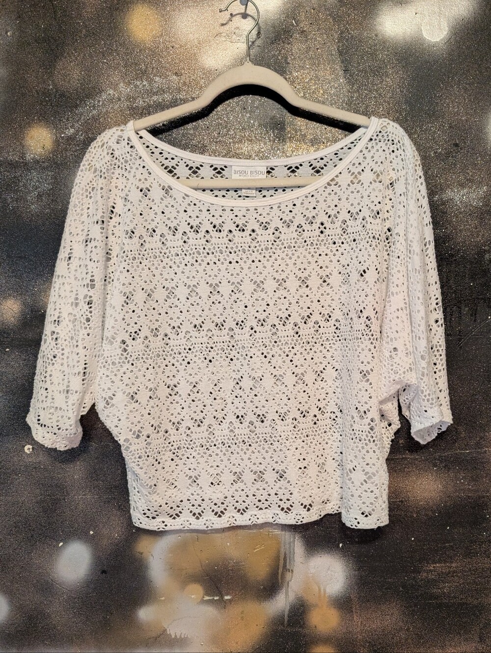 Bisou Bisou White Openwork Crochet Crop Top